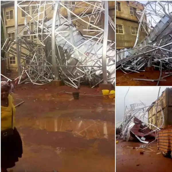 Iron Tank Collapses In A Secondary School In Anambra. 